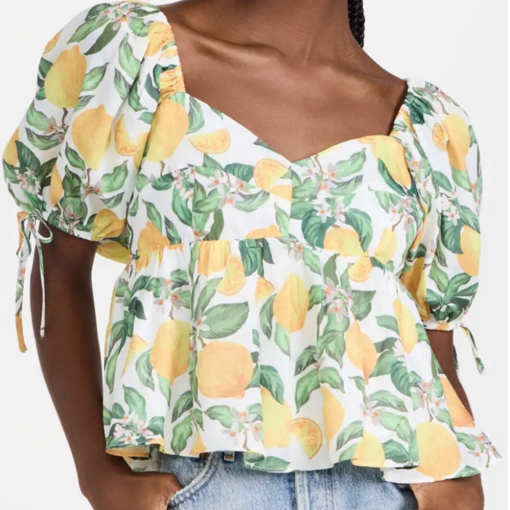 English Factory Lemon Peplum Top Size M